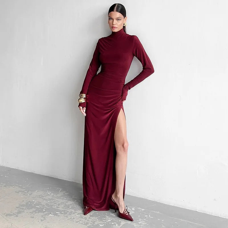 High Neck Slit Dress