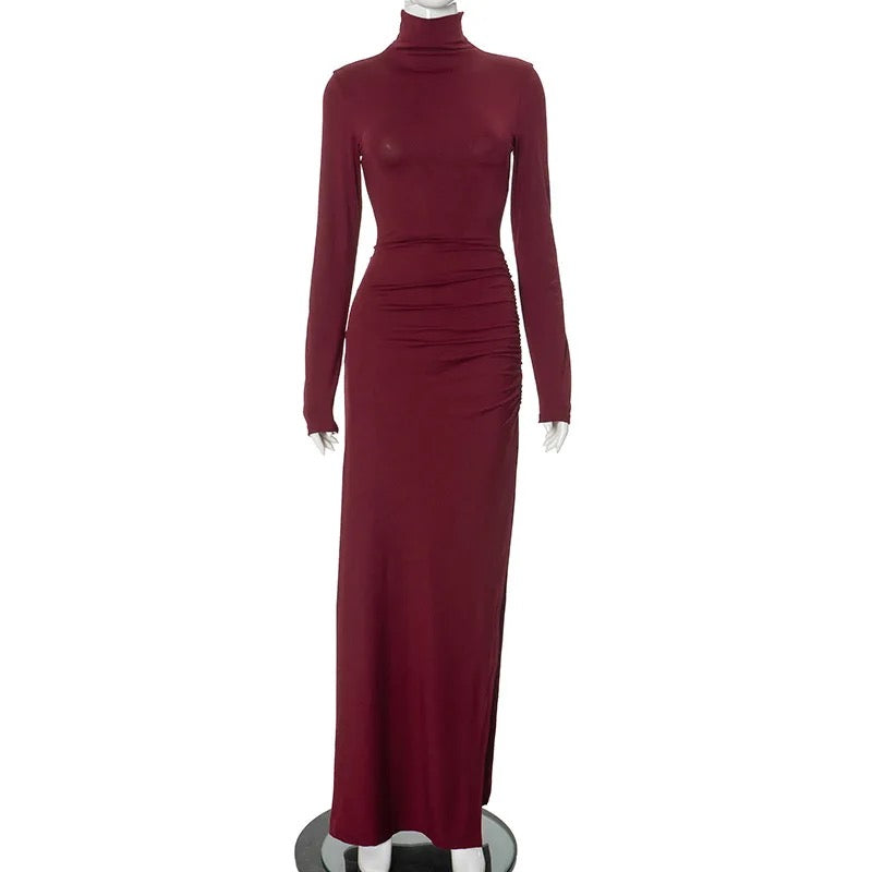 High Neck Slit Dress