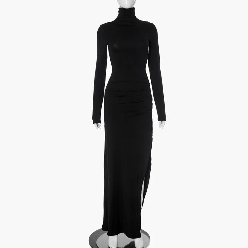 High Neck Slit Dress