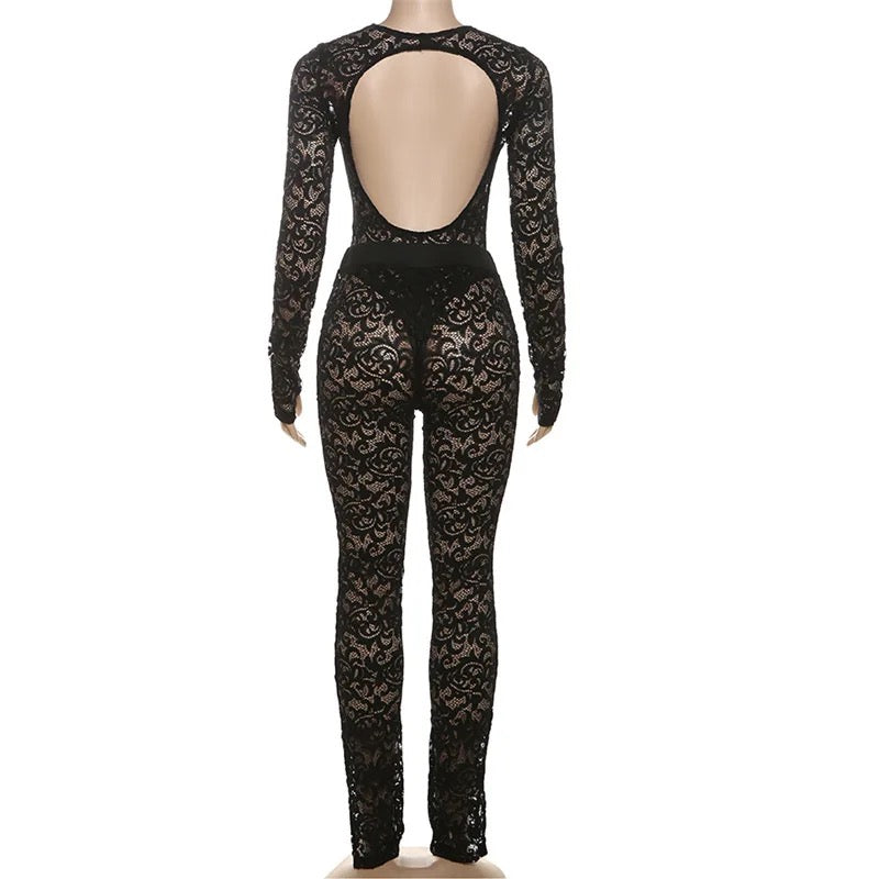 Lace Hollow Pants Set