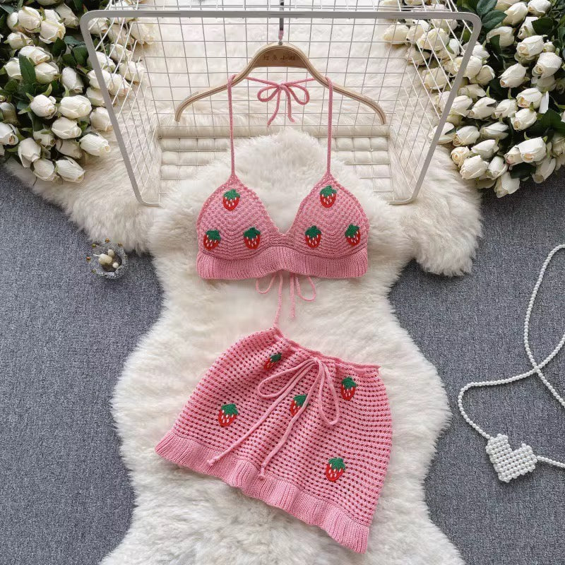 Knitted Strawberry 3 Piece Set