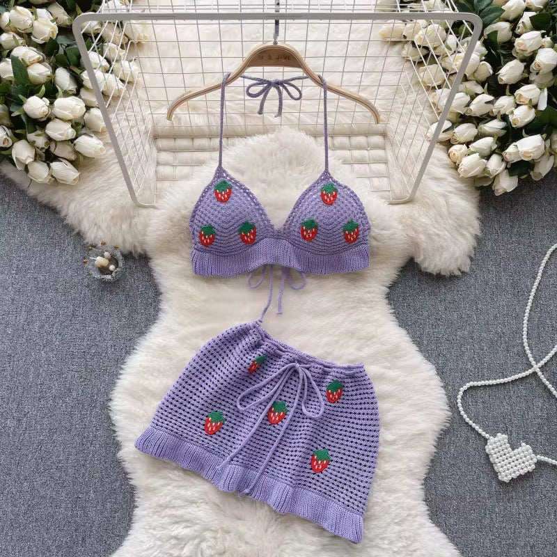 Knitted Strawberry 3 Piece Set