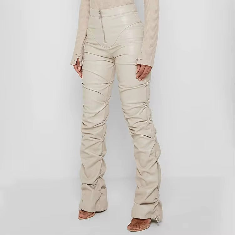 PU Leather Ruched Pants