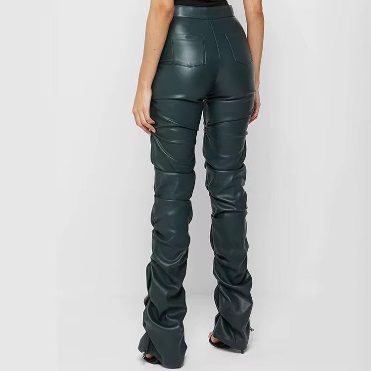 PU Leather Ruched Pants