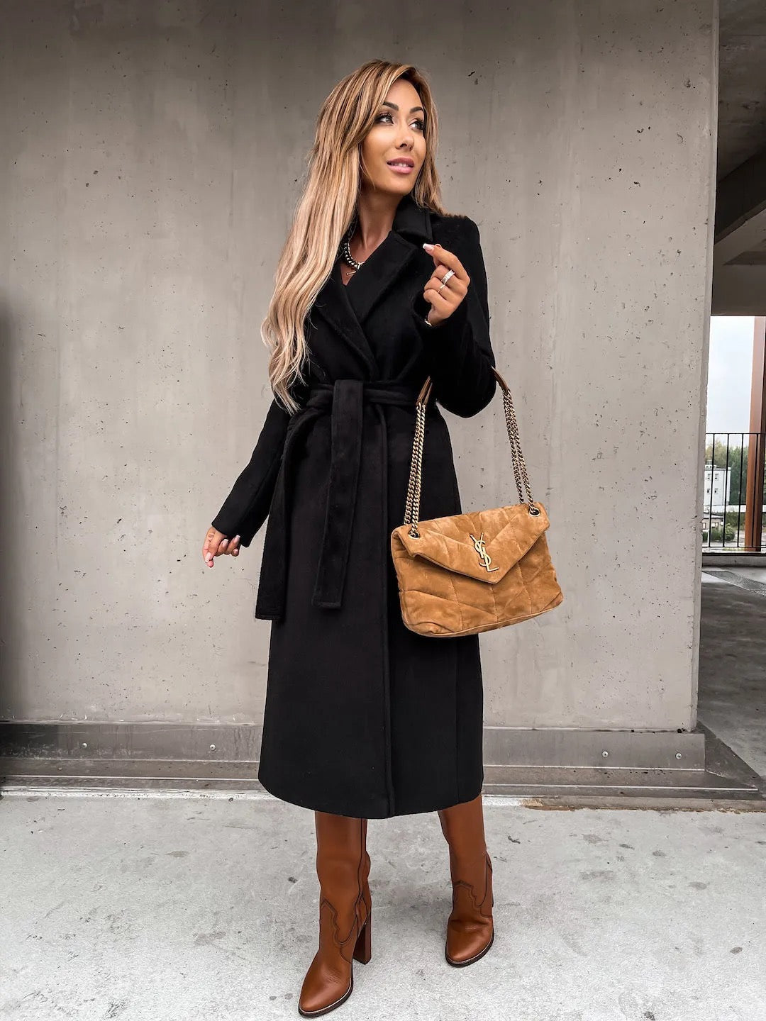 Woolen Coat w/ Belt
