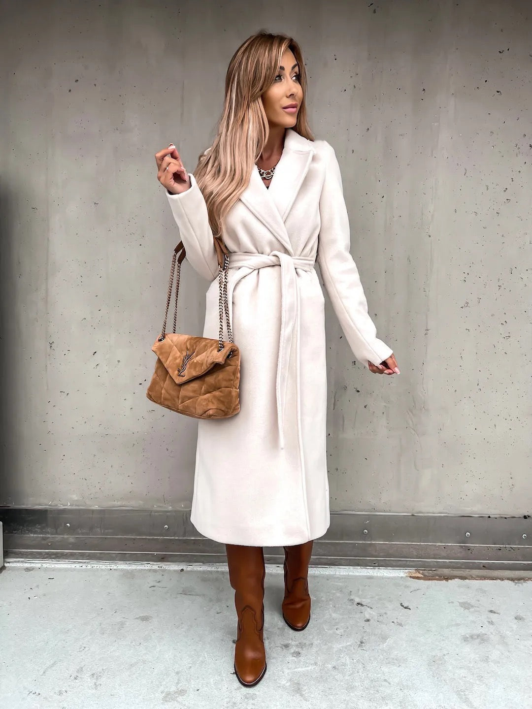 Woolen Coat w/ Belt