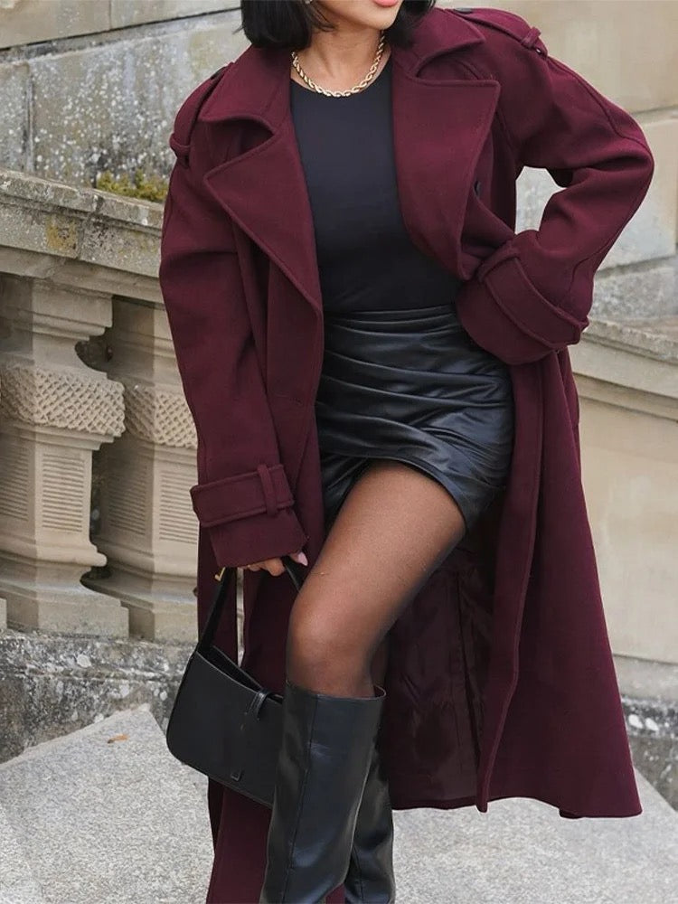 OUDINA Fashion Splicing Trench Coat