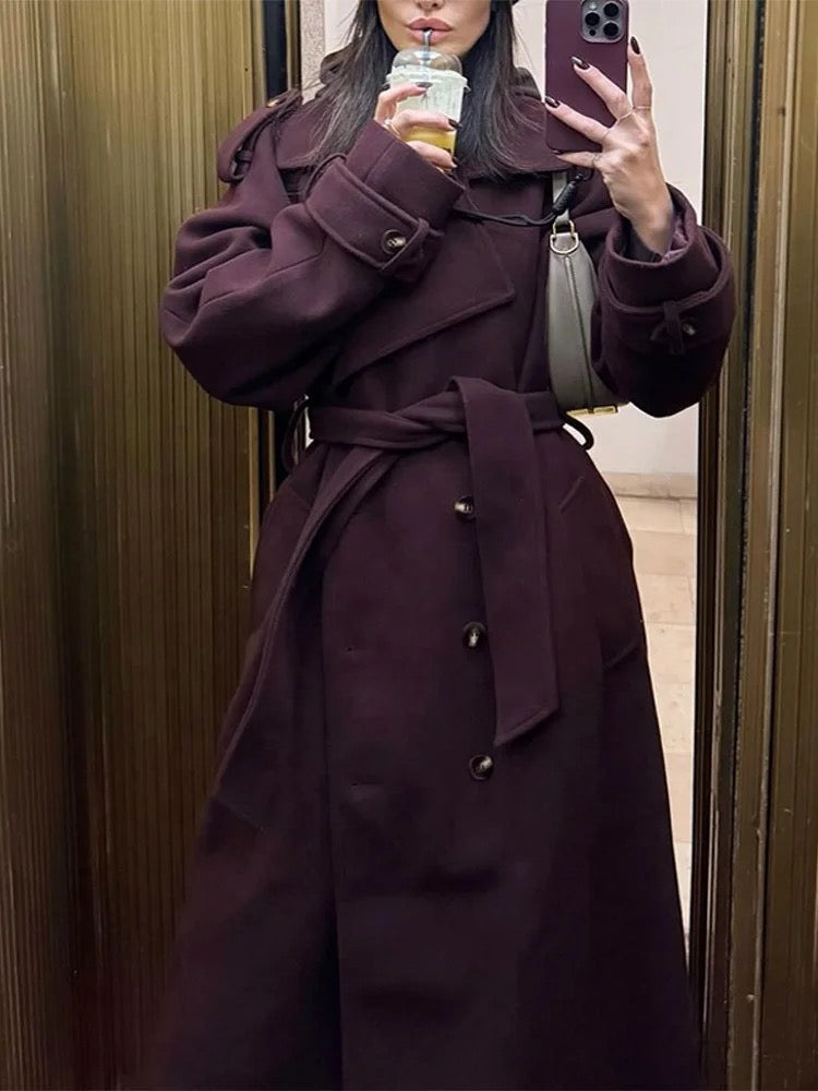 OUDINA Fashion Splicing Trench Coat