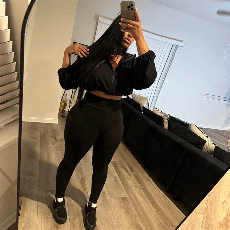 OUDINA Velvet Sports Leisure Two Piece Set