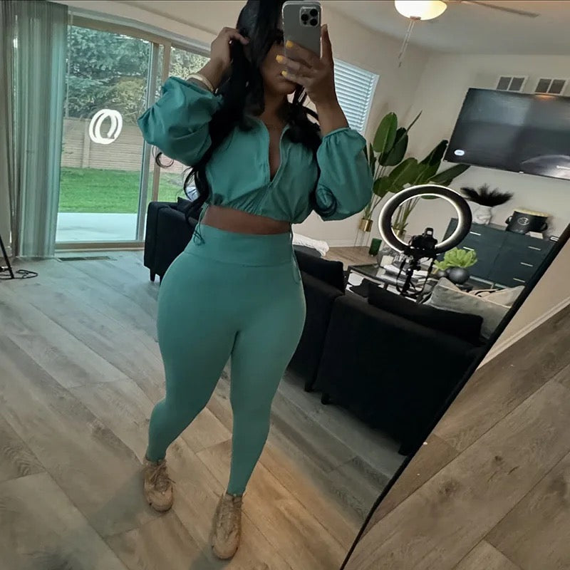 OUDINA Velvet Sports Leisure Two Piece Set