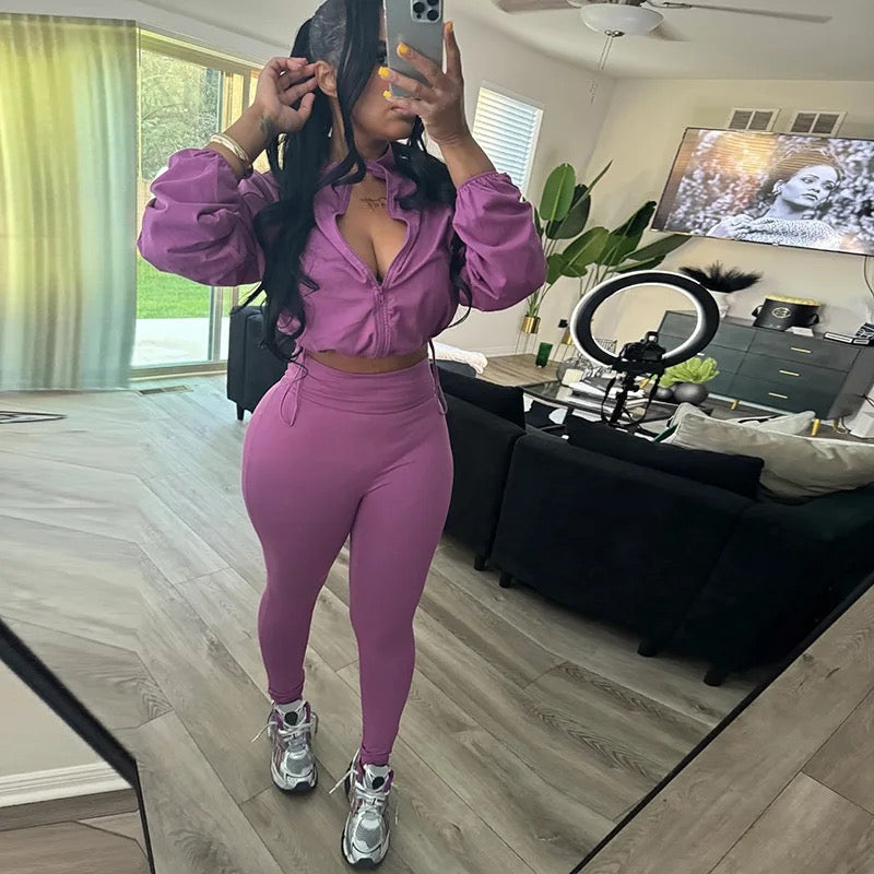 OUDINA Velvet Sports Leisure Two Piece Set