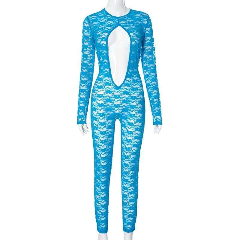 Hollow Out Mesh Jumpsuit