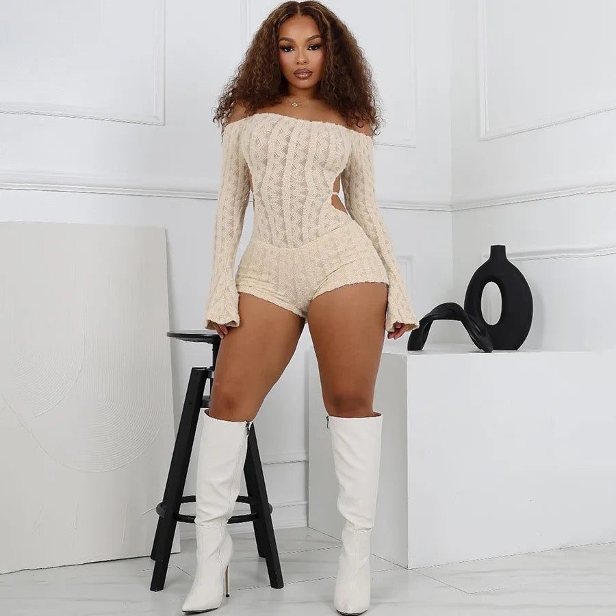 Off Shoulder Knitted Bodysuit