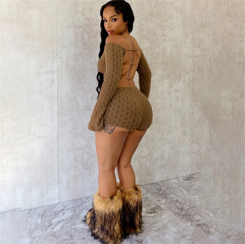 Off Shoulder Knitted Bodysuit