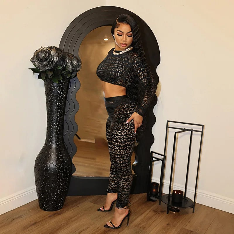Lace Design Two Piece Set