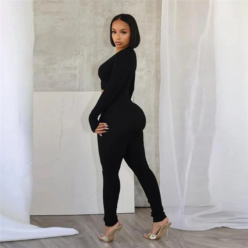 V Neck Hollow Out Jumpsuit