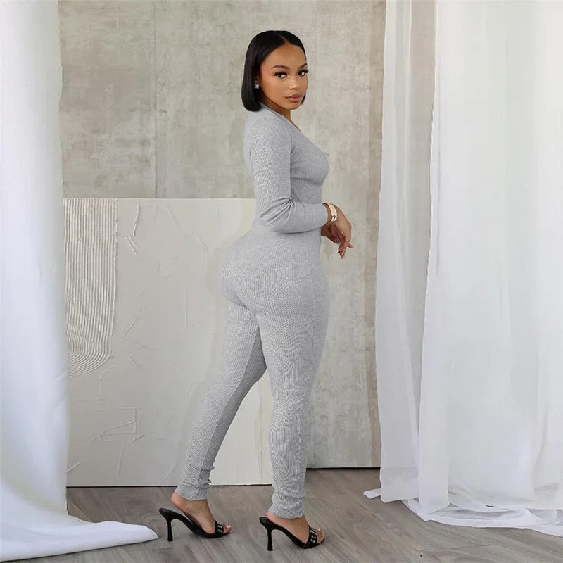 V Neck Hollow Out Jumpsuit
