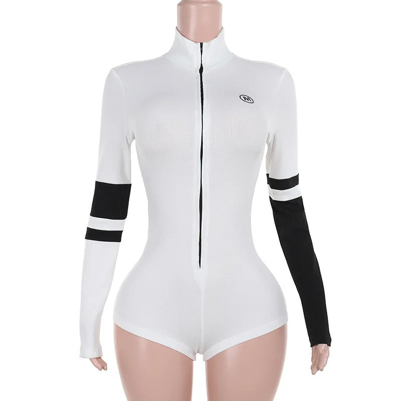 High Neck Motorcycle Romper
