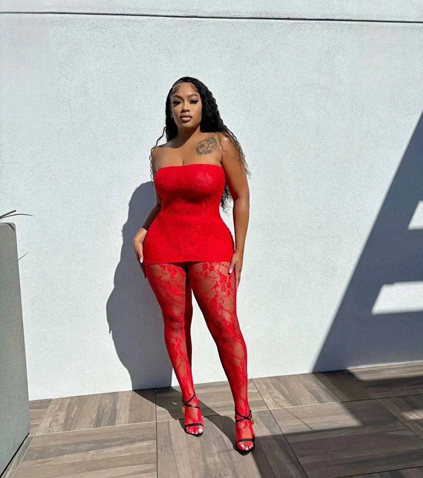 Lace Dress & Leggings Set