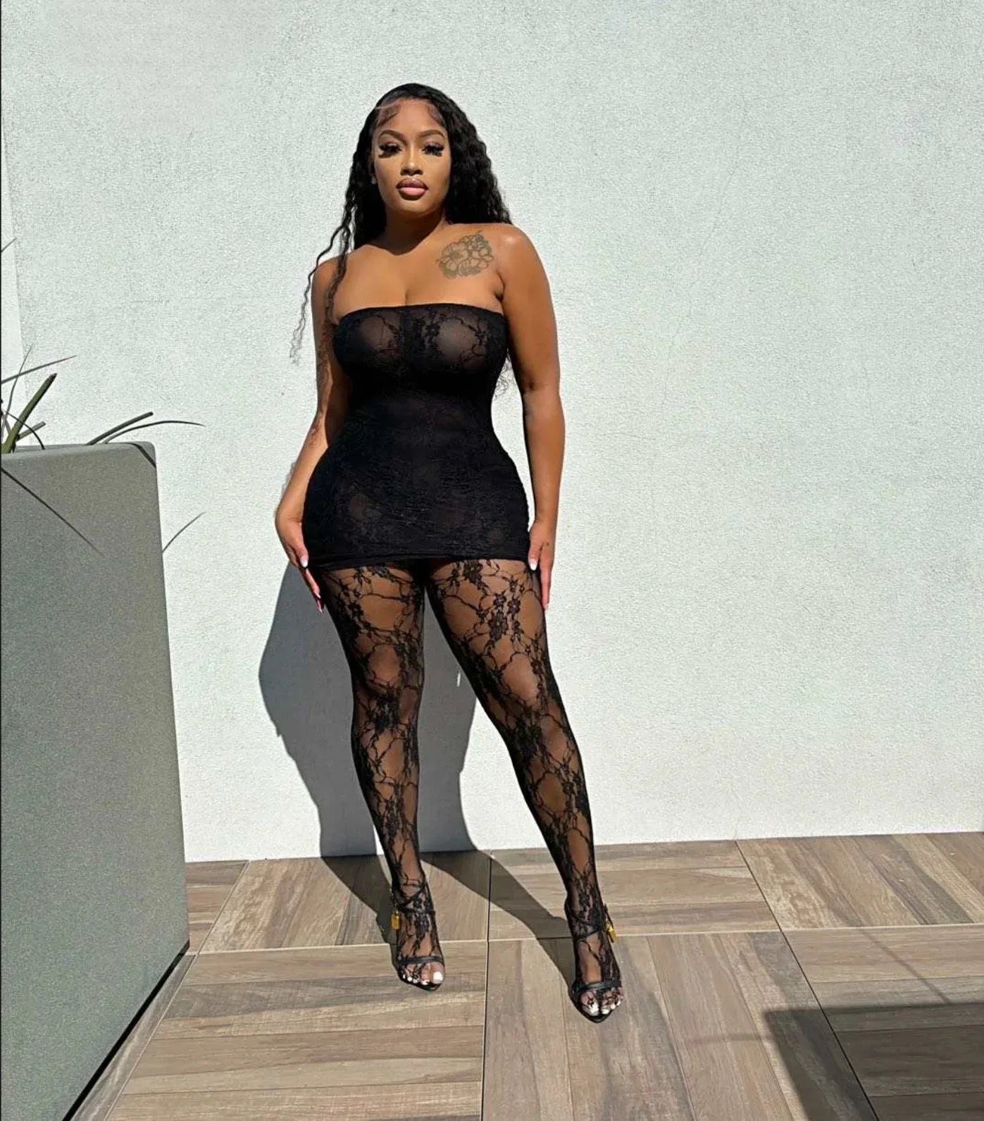 Lace Dress & Leggings Set