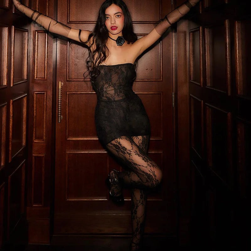 Lace Dress & Leggings Set