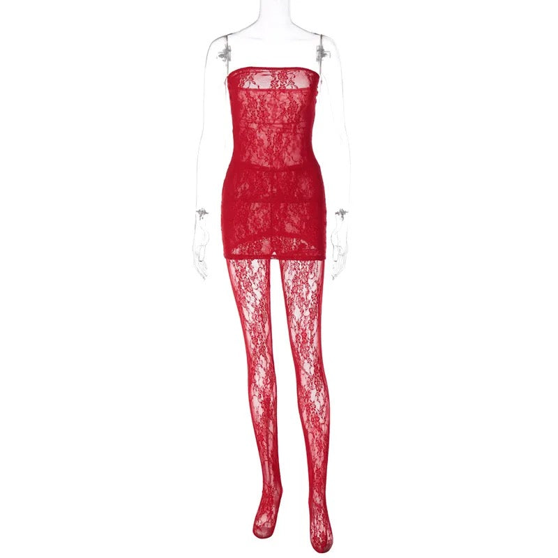 Lace Dress & Leggings Set