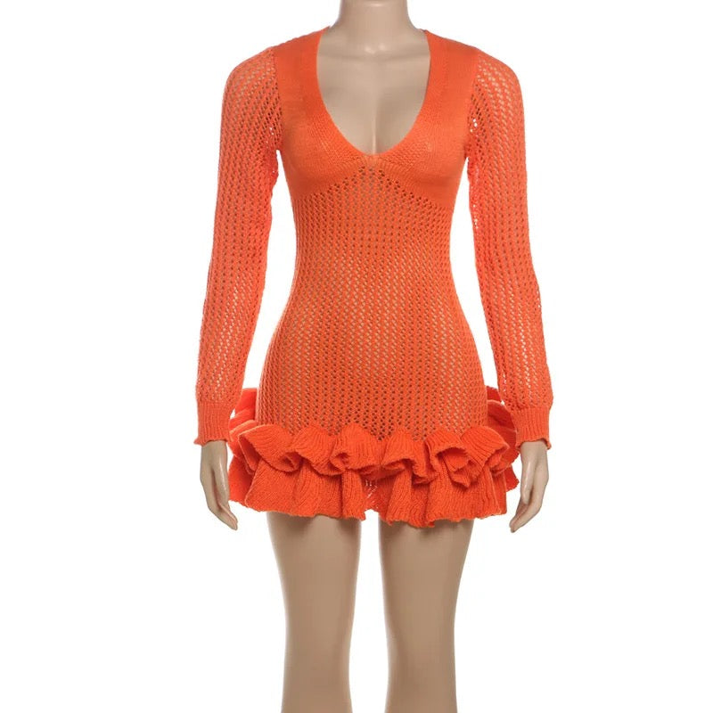 Knitted Ruffled Hem Dress