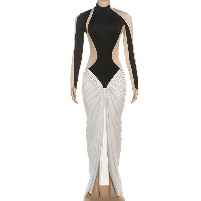 High Neck Pleated Dress
