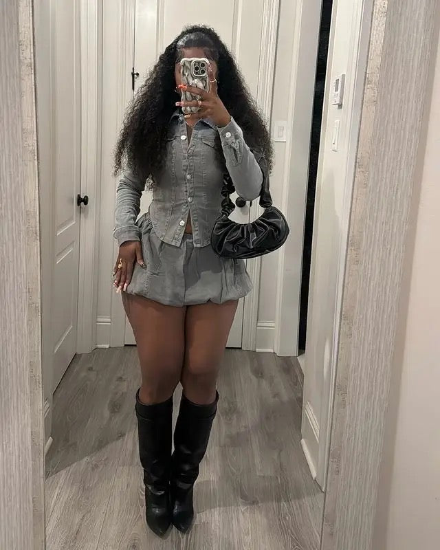 Stretch Denim 2 Piece Set