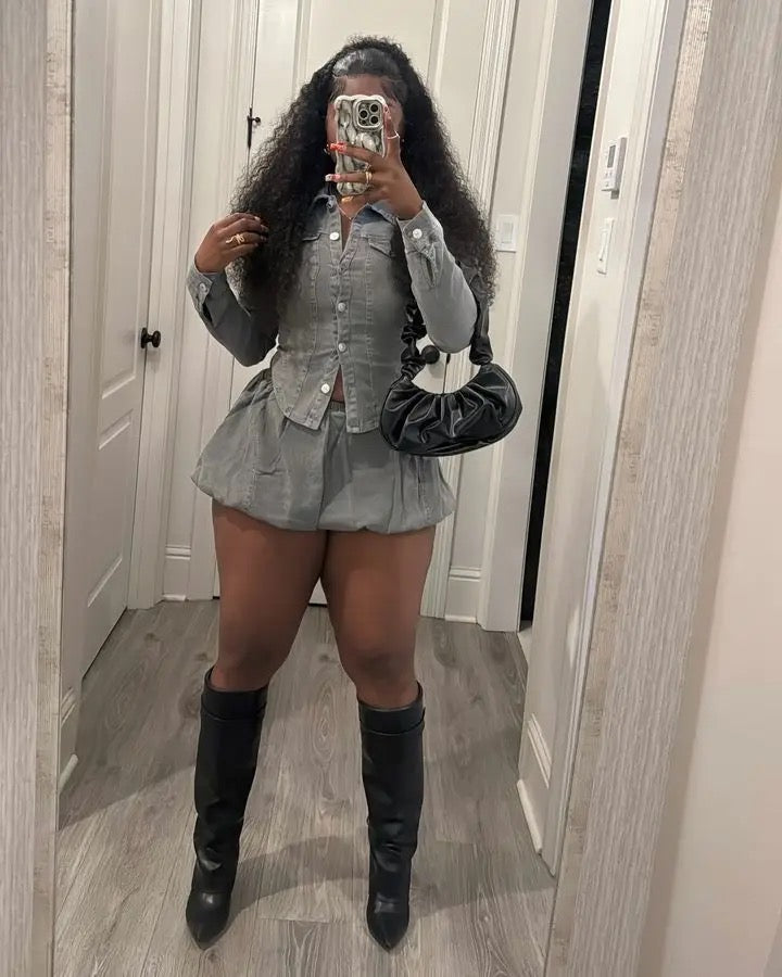 Stretch Denim 2 Piece Set