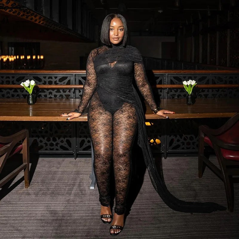 INS Lace Ribbon Jumpsuit