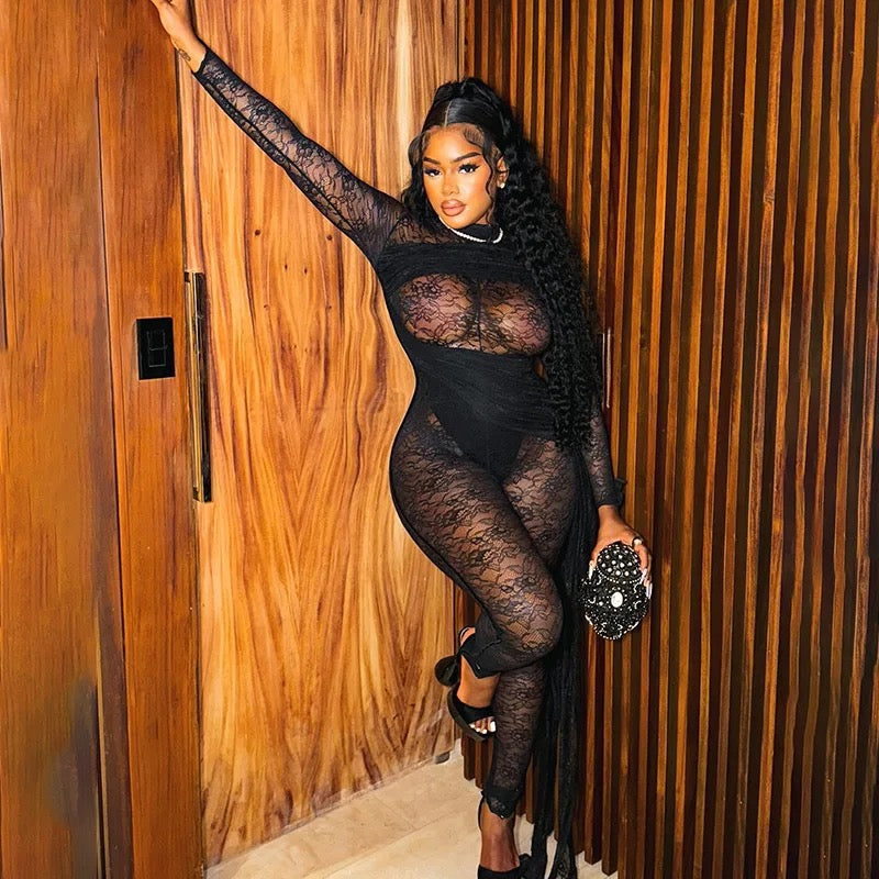 INS Lace Ribbon Jumpsuit