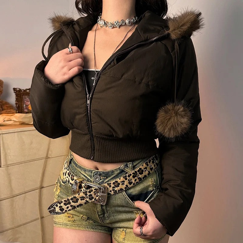 Fur Collar Hooded Coat
