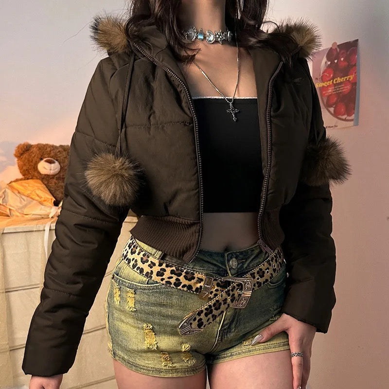 Fur Collar Hooded Coat