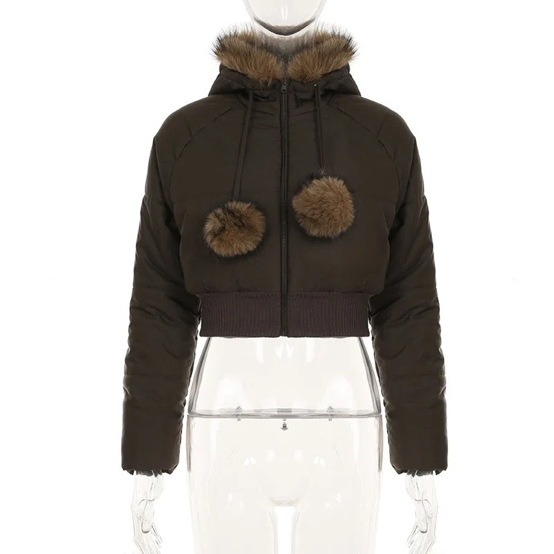 Fur Collar Hooded Coat