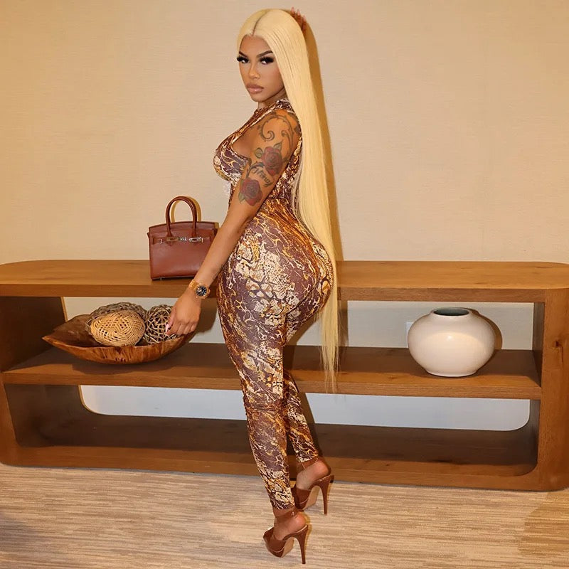 Printed Bodycon Jumpsuit