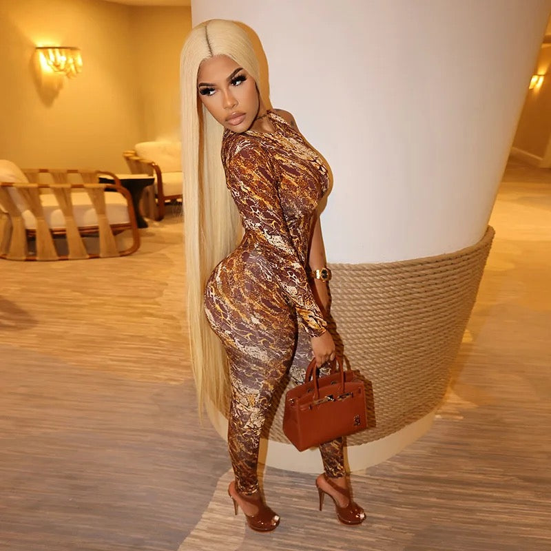 Printed Bodycon Jumpsuit