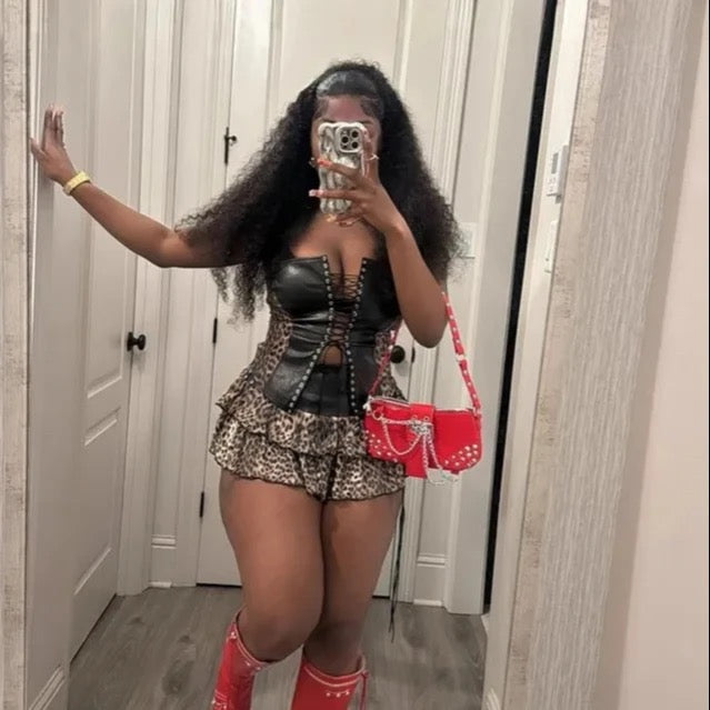 PU Leather Skirt Set