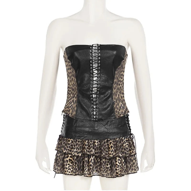 PU Leather Skirt Set