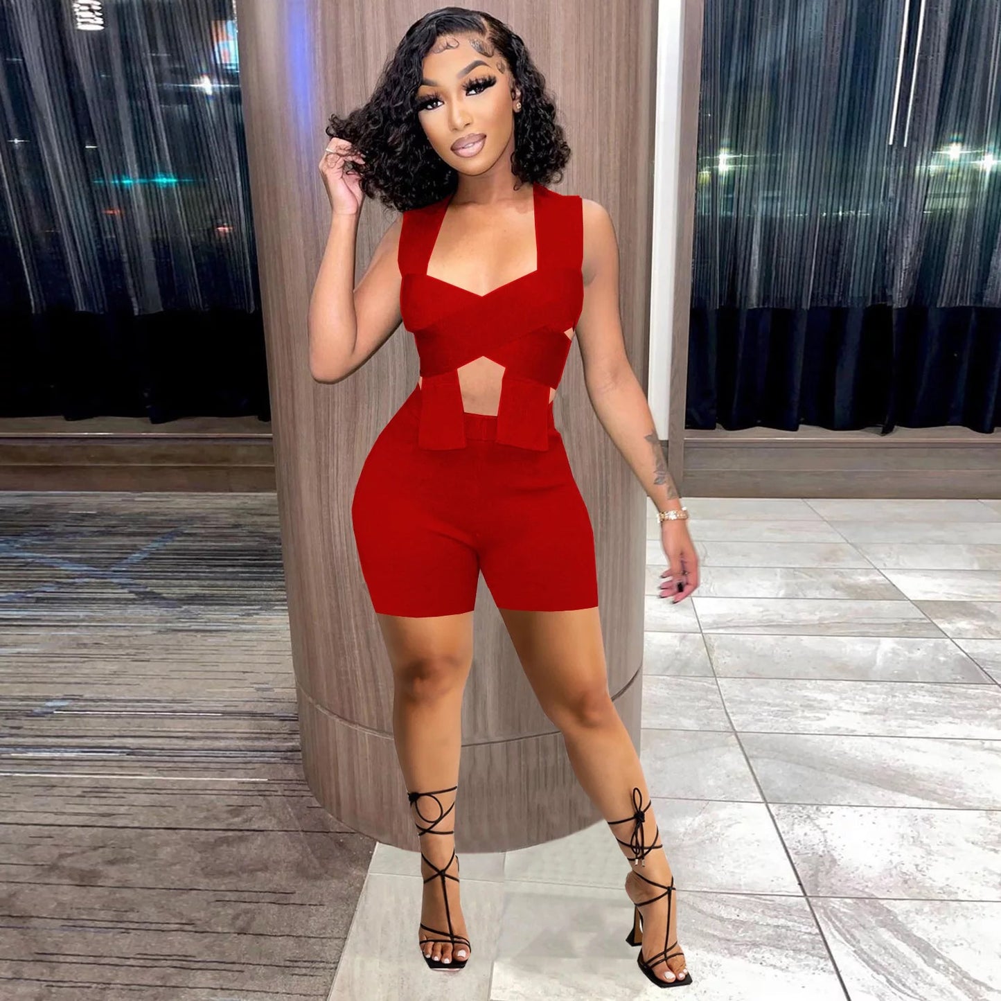 Wrapped 2 Piece Short Set