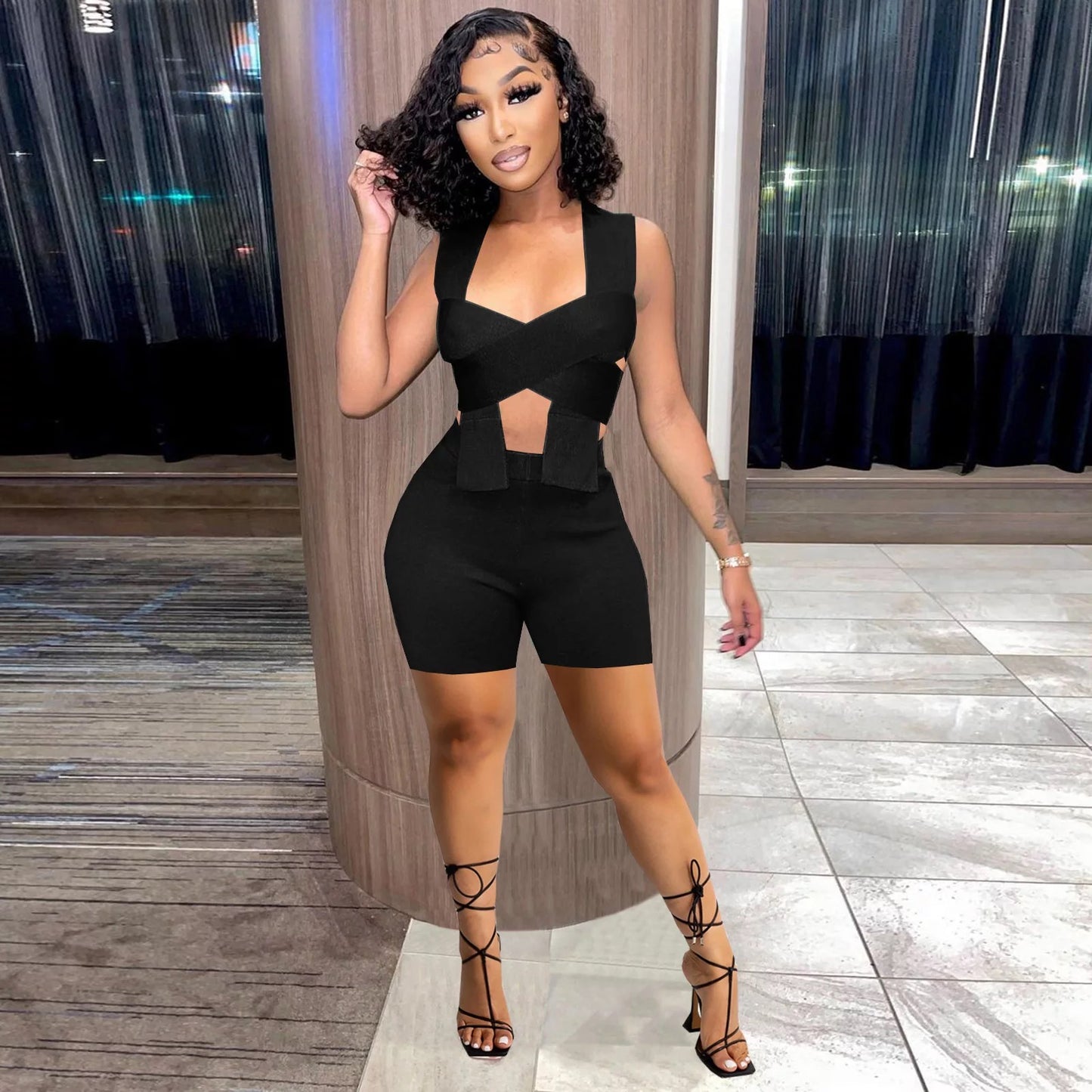 Wrapped 2 Piece Short Set