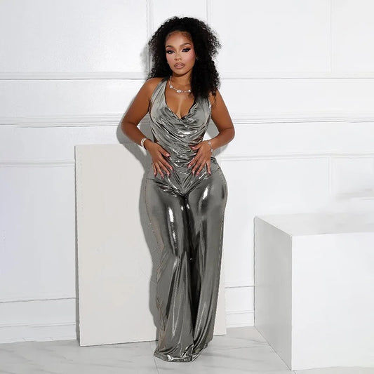Hanging Neck Bodycon Jumpsuit
