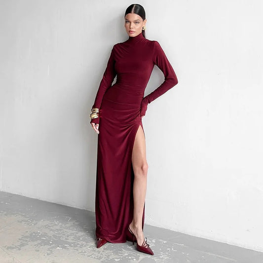 High Neck Slit Dress