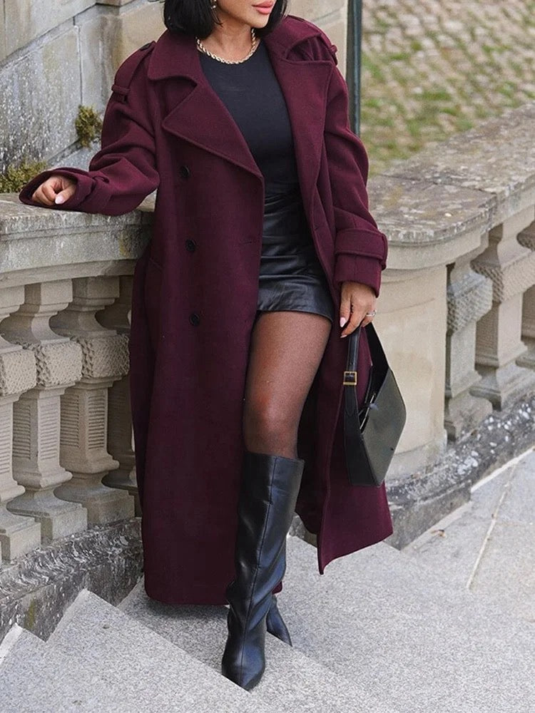 OUDINA Fashion Splicing Trench Coat