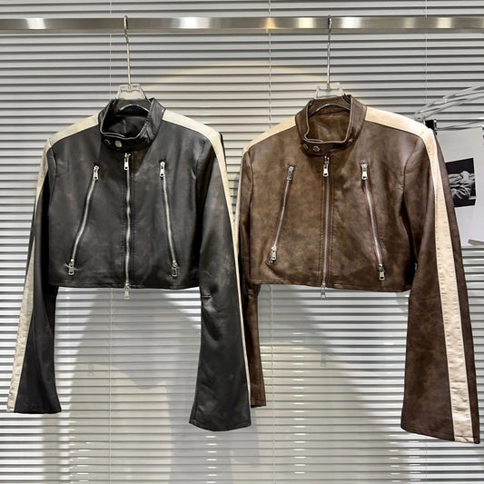OUDINA Washed Leather Jacket