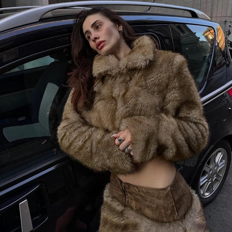Fur Jacket & Skirt Set