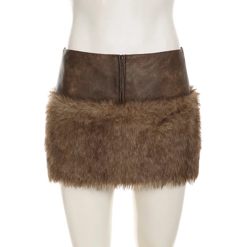Fur Jacket & Skirt Set