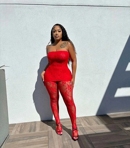 Lace Dress & Leggings Set