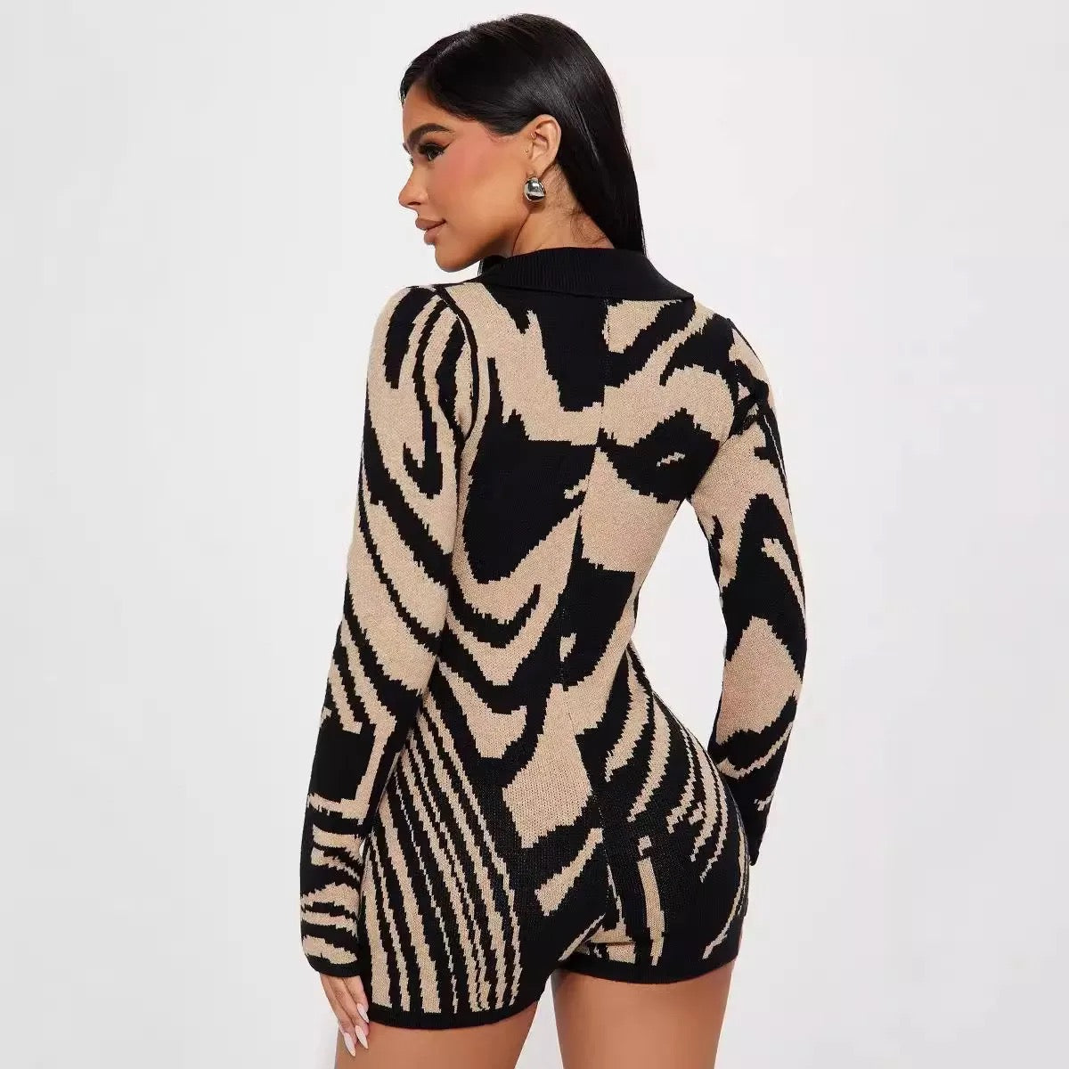 V-Neck Woolen Romper