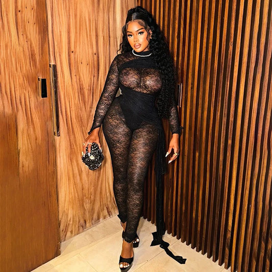 INS Lace Ribbon Jumpsuit